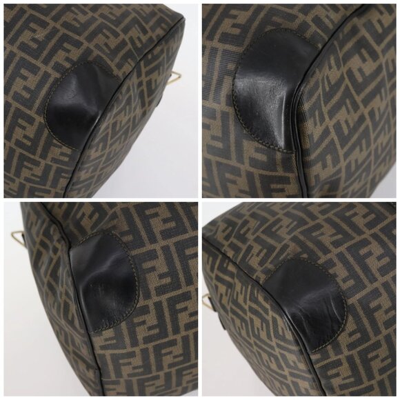 FENDI Zucca Canvas Boston Bag PVC Black Brown gold Auth 142675 - Picture 14 of 16